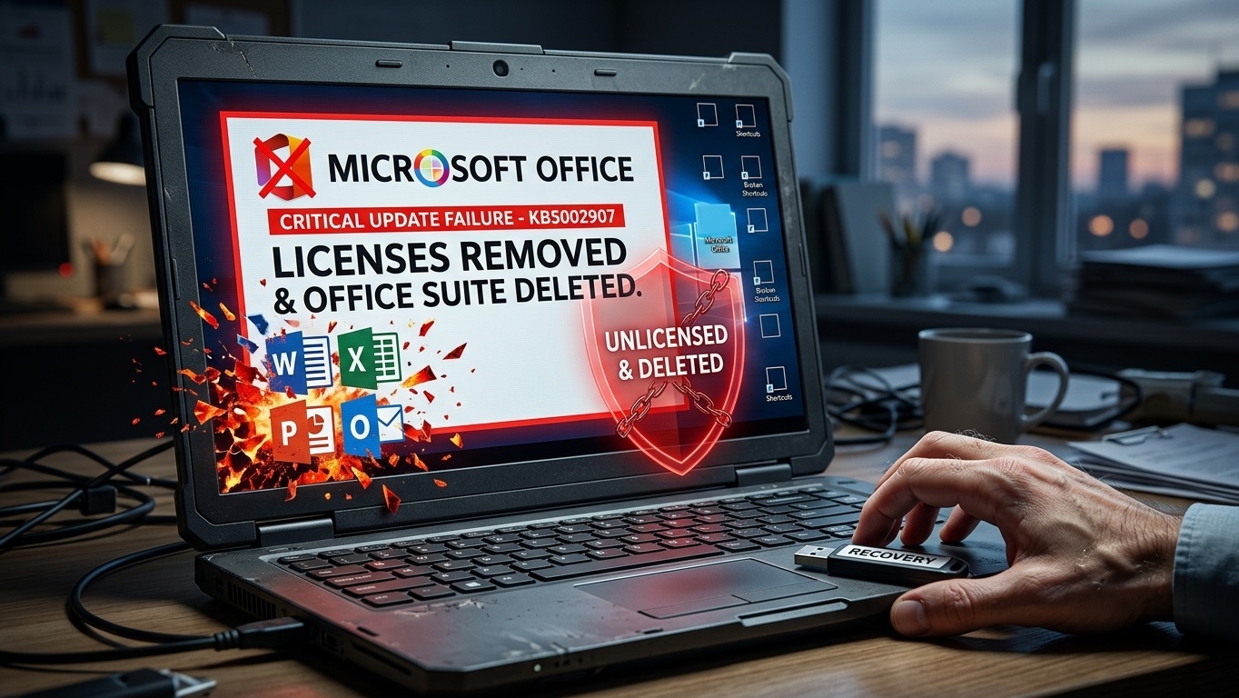 MICROSOFT RITIRA L’AGGIORNAMENTO KB5002907: RIMUOVE LE LICENZE E CANCELLA OFFICE DAL PC